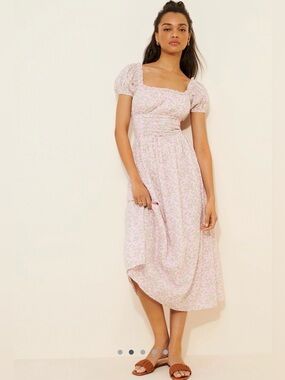 Amy Jane London Free People Wisteria Floral Midi Dress Corset Tie Large